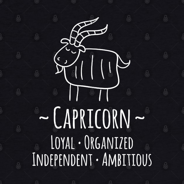 Capricorn Zodiac Sign by HappyCatPrints